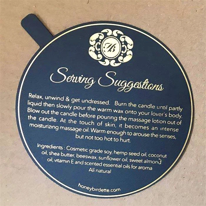 Circle Company Logo Sticker with gold hot stamping (gold hot foil) for Massage oil Candle.