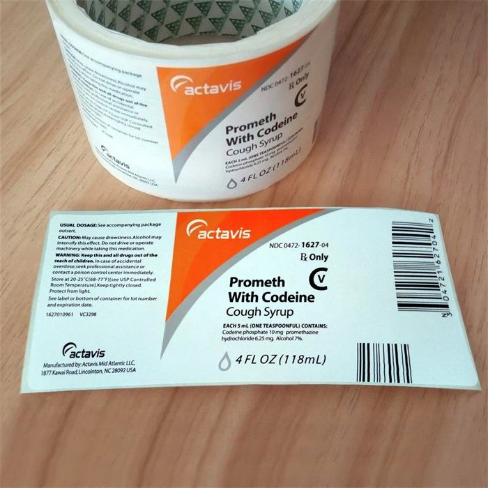 2. Pre printed Actavis 4 OZ sticker labels on a roll