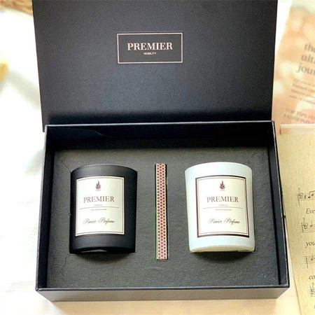 5. Natural scented soy candles and matches to be a gift set